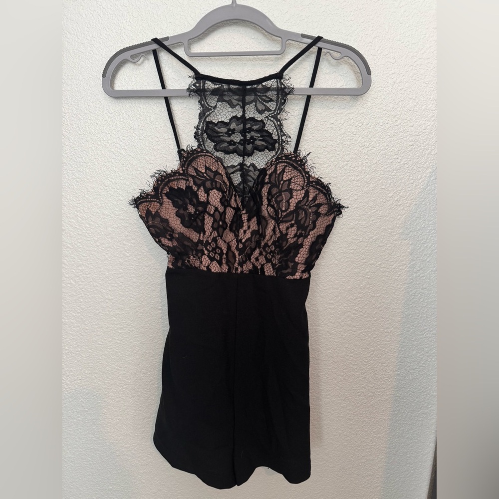 Lace top romper